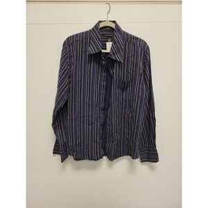 Counterintelligence‎ Mens L Shirt Striped Long Sleeve Button Up Cotton Blend